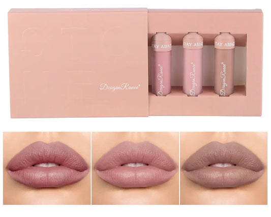 3-Piece Matte Lip Gloss Set - Non-Stick to Cup